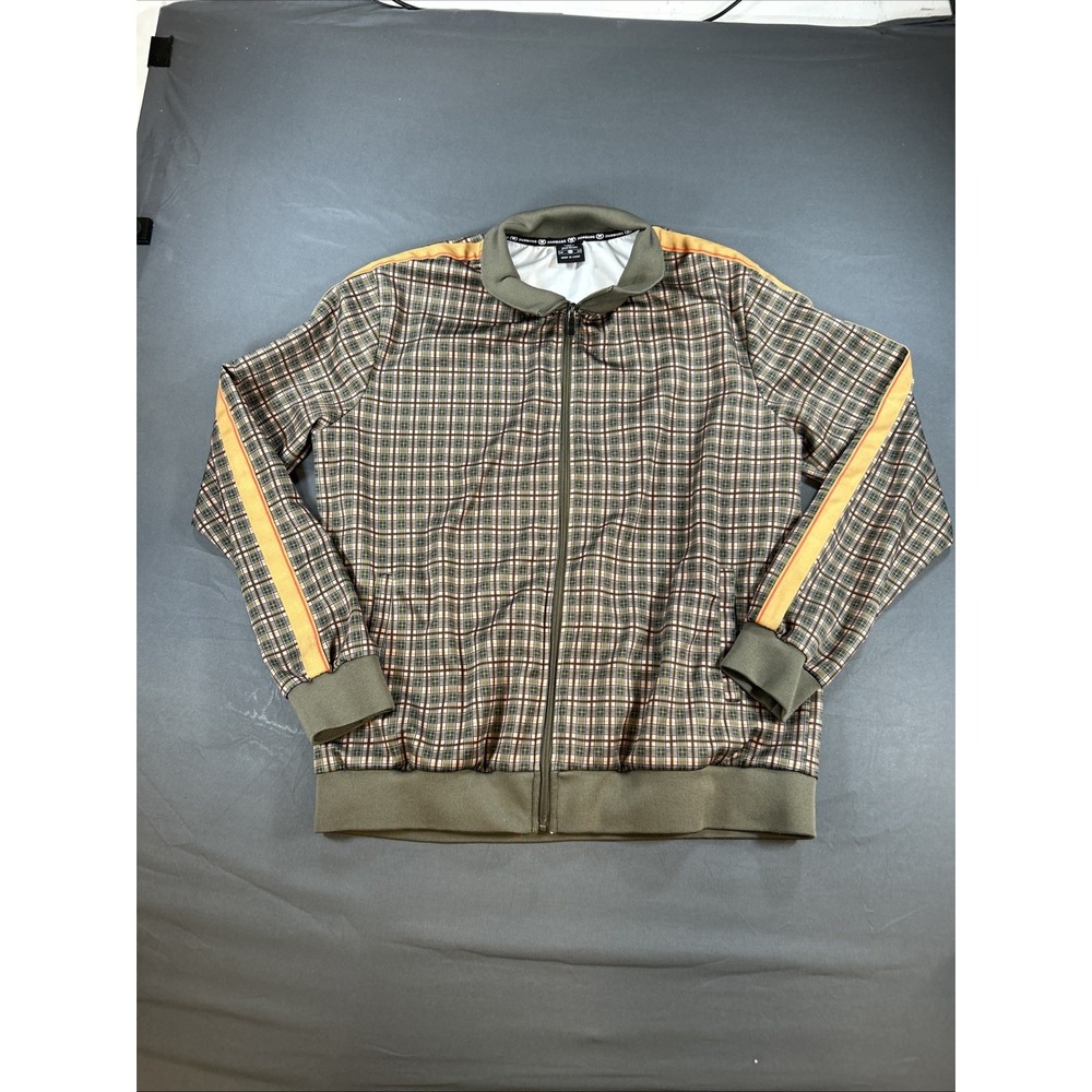 JIAN WANG Tracksuit Mens Large Multicolor Plaid Zip Jacket Jogger Set Pants 2XL